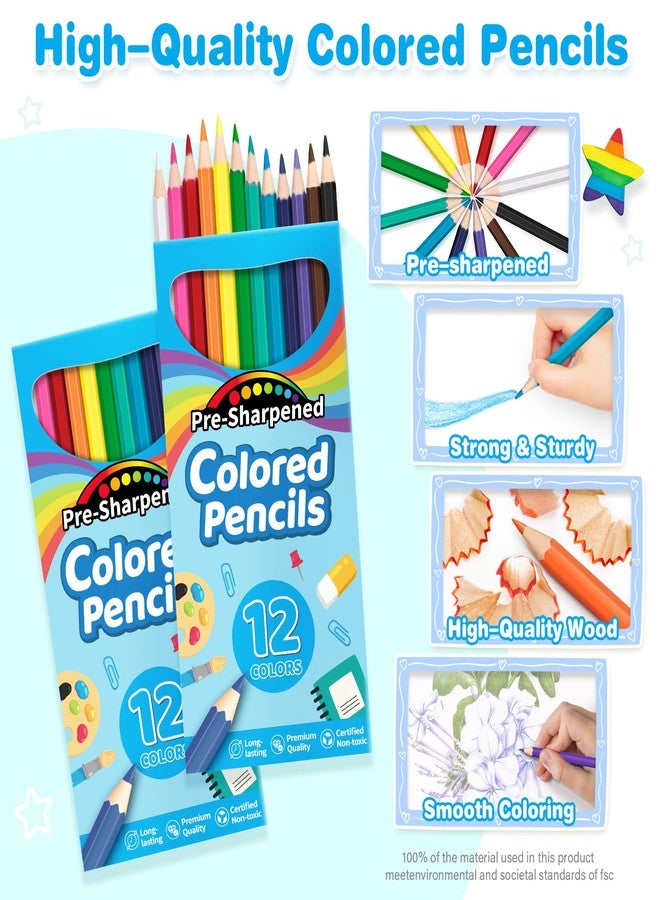 V-Opitos 168 Count Colored Pencils for Kids, 14 Pack Bulk Colored Pencils in 12 Colors, Pre-sharpened Coloring Pencils, Ideal School Supplies & Classroom Prizes, Kids Party Favor - Image 3